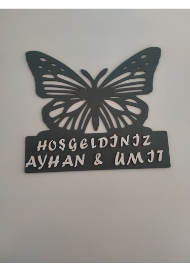 Kelebek Kapı Süsü Kişiye Özel Antrasit