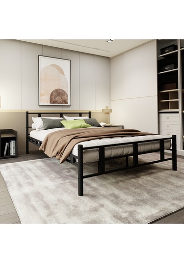 Lotus Çift Kişilik Metal Karyola A Kalite, Ses Çıkarmaz ,ölçülü Model Karyola 1634-a Siyah