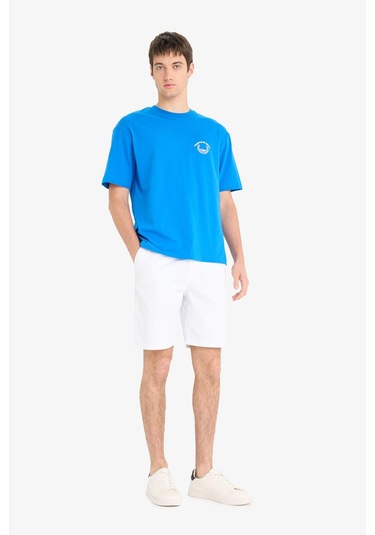 Defacto %100 Pamuk Regular Fit Bermuda Şort E1231ax25smwt34 Beyaz