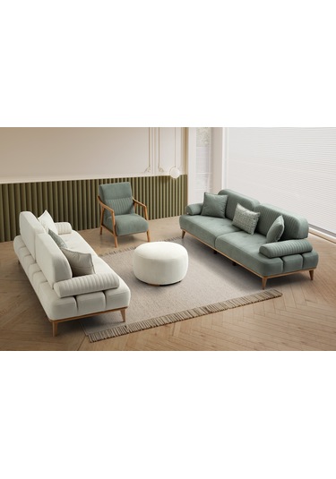 Tera Ahşap Kollu Ayaklı Berjer Yeşil