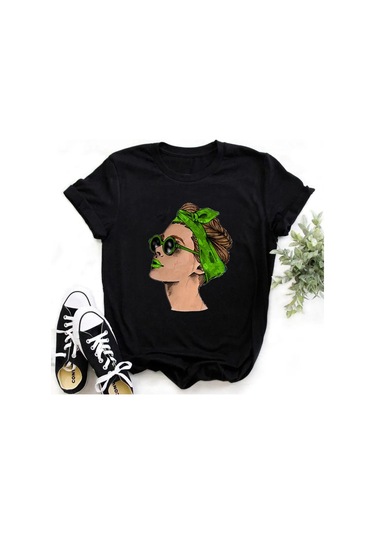 Snapbuy Ejderha Baskılı Kadın T-shirt - Rahat Polyester Gömlek - Genç Kız Üsterkek Multı