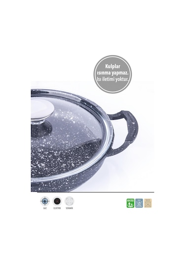 Fms D5013 Döküm Granit 2'li 20-22 Cm Kapaklı Sahan Set Gri