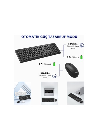 Lecoo Kw200 Kablosuz Klavye & Mouse Set Siyah Optik