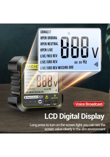 Vkemall Aneng Çok Fonksiyonlu Ses Yayını Soket Test Cihazı Kaçak Korumalı Soket Polarite Algılama 36013eu