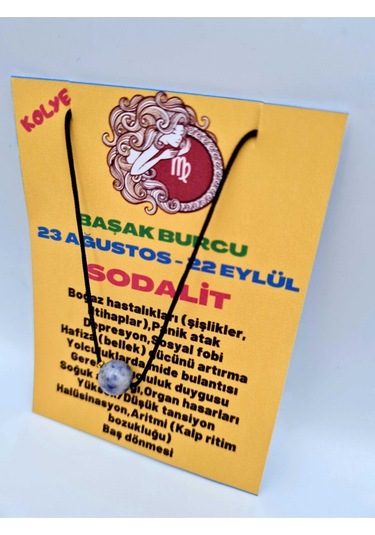 Sertifikalı Başak Burcu Sodalit Taşı Doğal Taş Kolye Çok REnkli