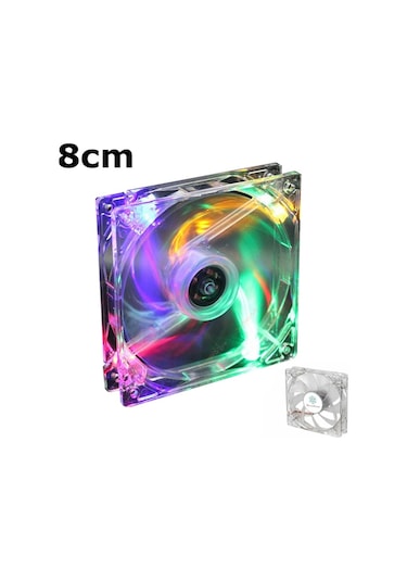 8 Cm Kasa Fanı 4 Renk Sessiz Işıklı Vidalı