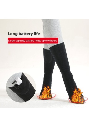 Willowhaven Çorap Kış Isıtma Elektrikli Isıtmalı Şarj Edilebilir Kadın Siyah Gri Siyah