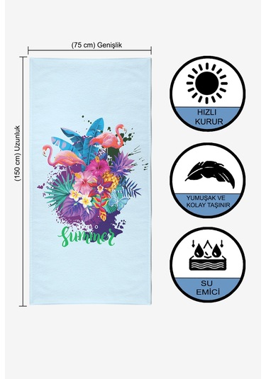 Flamingo Summer Dijital Baskılı 75x150 CM Plaj Havlusu