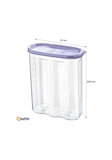 Buffer® 2 Kapaklı Ölçekli Erzak Saklama Kutusu Kabı 24 Litre Çok Renkli