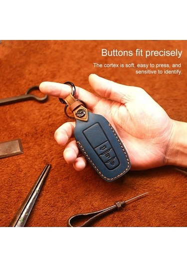 Tongxida Toyota Araba Uyumlu Sığır Derisi Anahtar Koruyucu Kapak Kılıfı Üç Anahtar Versiyonu Kırmızı 2 Adet