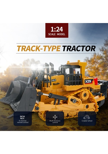 Neevoyu 1:24 Ölçekli 2.4g 9 Kanallı Rc Buldozer - Gerçekçi Ses Ve Işık Fonksiyonlu Çocuk Eğitici Oyuncak Çok Renkli