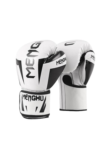 Moveevo Erkekler İçin 12oz Pu Deri Boks Eldiveni - Kaliteli Dolgu, Göğüs Ve Parmak Koruması, Havalandırmalı - Beyaz-siyah 27x16x12 Cm Çok Renkli