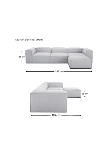 Mira Relax 4 Modül Köşe Koltuk Gri Keten Kumaş Antrasit