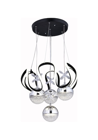 Cemre 4 Toplu Modern Led Sarkıt Avize ,siyah Sarkıt Power Led Avize, 3 Renk Yanabilen Led Avize,