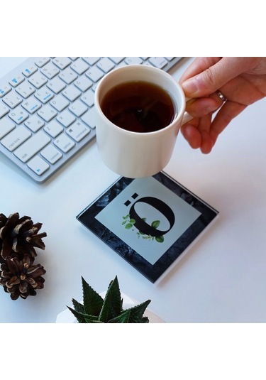 Decorita Cam Bardak Altlığı Ö Harfli Tasarım 4'lü Takım 10 x 10 CM Çok Renkli