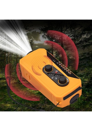 Lemestar Hn-038s Avrupa Tipi Turuncu Güneş Enerjili El Çarklı Radyo - Led Fener, Am/fm, Sos Alarmı İle Kamp Ve Acil Durum Radyosu