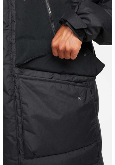 Nike Storm Fit Down Fill Oversize Hoodie Ful Zip Jacket Erkek Su Geçirmez Kaz Tüyü Kapüşonlu Mont Siyah Siyah