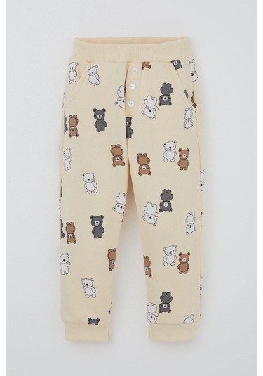 Breeze Erkek Çocuk Eşofman Takımı Sevimli Ayıcıklar Desenli 1-4 Yaş, Krem Krem