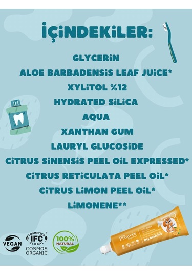 The Prouvée Réponses Organik Bebek & Çocuk Diş Macunu Portakallı 35 ML