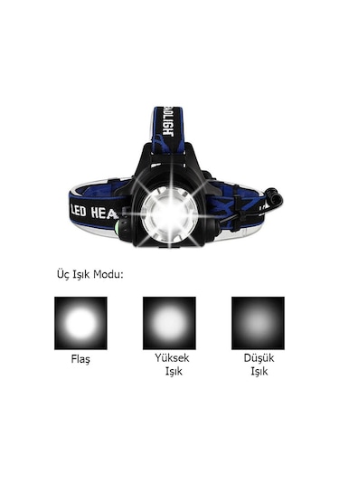 Techtic 6000 Lümen Şarjlı Kamp Balıkçı Feneri Kafa Lambası Beyaz