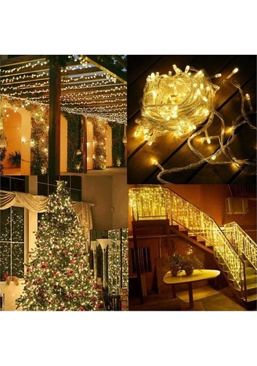 10 Metre 100 Ledli 8 Fonksiyonlu Yılbaşı Süsü Dekor Led Işık Gün Işığı