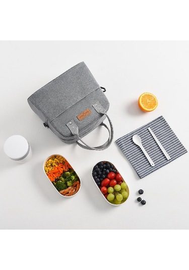 Kadınlar/erkekler/piknik/iş/okul/seyahat İçin Ayarlanabilir Çıkarılabilir Askılı Ve Cepli Büyük Yeniden Kullanılabilir Soğutucu Çanta, Gri-fd- Çok Renkli