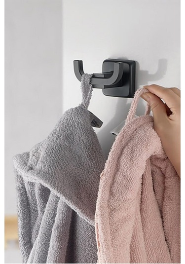 DARK Premium Kare Mat Siyah Ikili Askılık + Kapaksız Kağıtlık + Yuvarlak Havluluk Banyo Seti