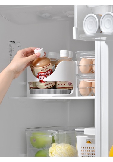 Yifomall Beyaz Gri Dondurucu Depolama Kutusu - 7cm'yi Geçmeyen Şişeler İçin Döner Tasarım, Çeşitli Mutfak Malzemelerini Düzenle, Konforlu Erişim Diğer