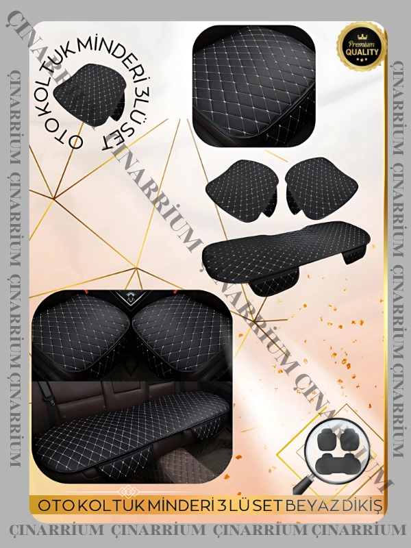 Mercedes S W220 1999-2006 Short Ön Ve Arka Takım Koltuk Minderi Siyah Deri Beyaz Dikişli