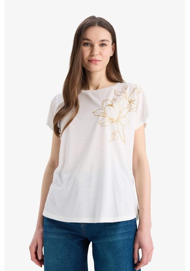 DeFacto Bisiklet Yaka Baskılı Kısa Kollu Tişört E9892AX25SMER105