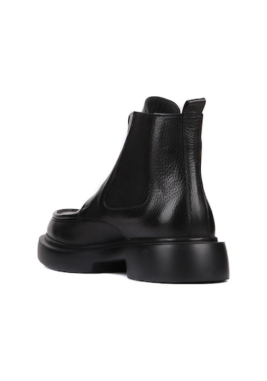 Shoetyle - Siyah Deri Fermuarlı Erkek Bot 250-085-1077 Siyah
