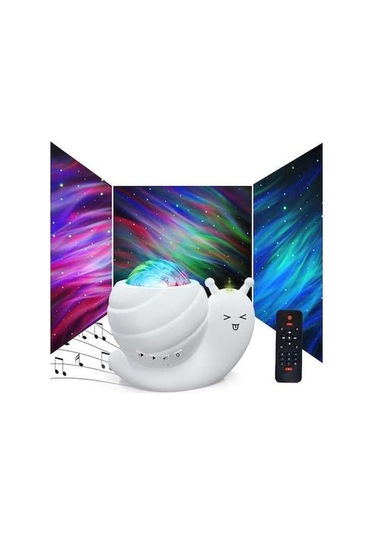 Pazly Bt Hoparlörlü Gece Lambası, Salyangoz Yıldızlı Gökyüzü Projeksiyon L6534w Beyaz Beyaz