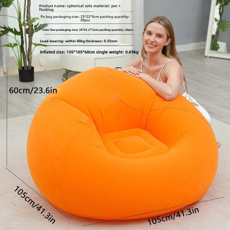 Şişme Lazım Koltuk Ayaklı Set Katlanır Peluş Pvc Salon Şezlong Seti Turuncu Küre 116 98 83 Cm 0,9 Kg Turuncu