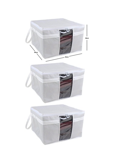 Alas Çok Amaçlı Pencereli Kazak Hurcu Organizer Gri Çizgili Üçlü Gri