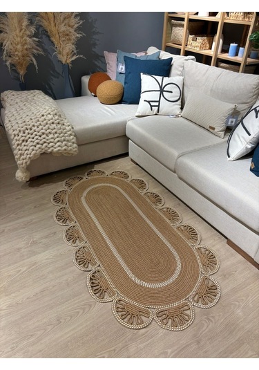 Matrix Jüt Kilim, Paspas, Mutfak Halısı, Banyo Paspası, Kilim, Halı, Oturma Odası Halısı Krem - Bej