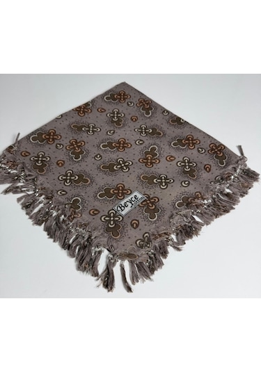 Beyce Cotton Sökme Boncuklu Desenli Tülbent 06440 Kahve