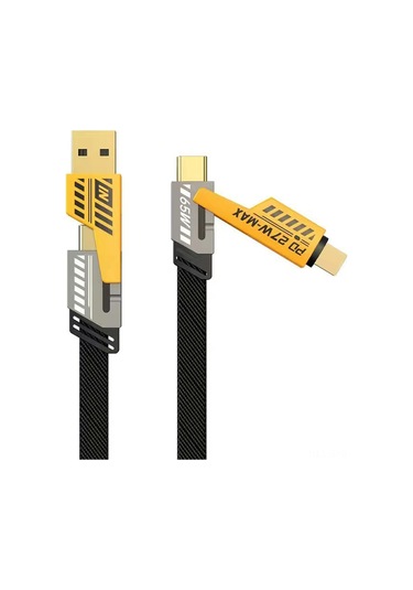 Symbee Metal Nilon Örgü 4'lü Şarj Kablosu 65w+27w Çok Fonksiyonlu Ios/type-c Uyumlu Arabada Ve Evde Hızlı Şarj 1.5m Kutulu