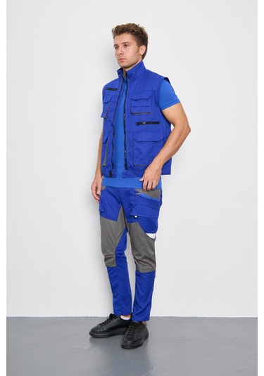 Orange Safety Sax Mavi Harman Karışımı Yelek Pantolon 001