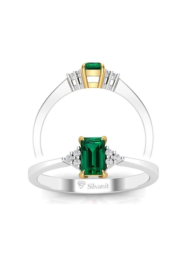 0,50 Karat Pırlantalı Zümrüt Yüzük (464656875)
