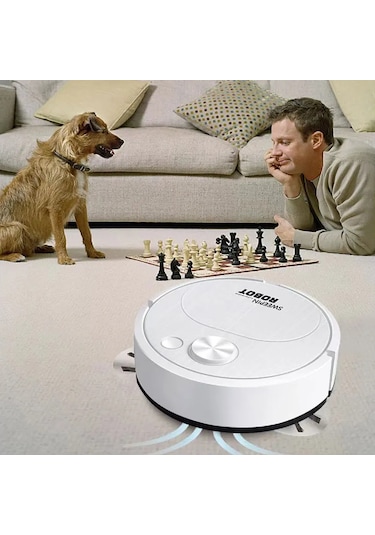 Yeni Usb Süpürme Robotlu Süpürge 3 In 1 Akıllı Kablosuz 1500pa Anlamak Ev Ofis Black Siyah