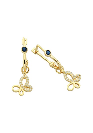 Kelebek Taşlı Sallantılı Altın Küpe K0008 N11.14303