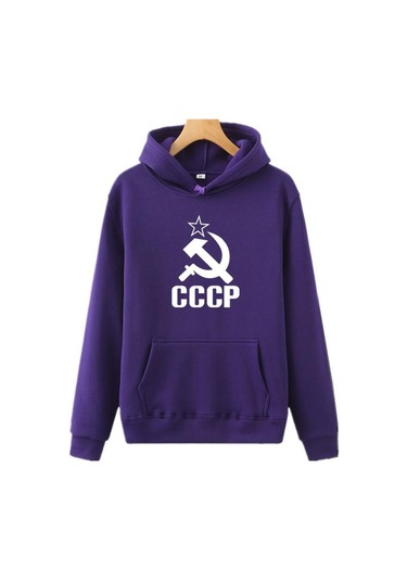 Erkekler Kapüşonlular Turuncu Pembe Mor Sonbahar Yeni Cccp Mektup Baskı Rahat Tişörtü Erkek/kadın Kapüşonlular Tişörtü Mor