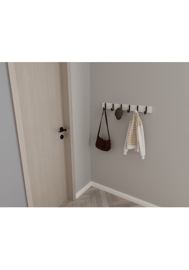 Hepsi3boyutlu Modern Duvar & Kapı Baston Askılık - 6 Adet Siyah J Askılık - Model No : 6 Siyah