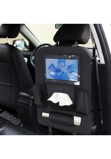 Glanz Araç Koltuk Arkası Organizer Siyah Oto Tablet Telefon Tutucu Araba İçi Düzenleyici