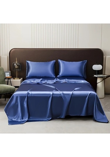 Trendooze Parça Lüks Saten Yatak Takımı Makinede Yıkanabilir Polyester Gümüş Gri Sunshine022 Silvery Grey 3 Gümüş Gri