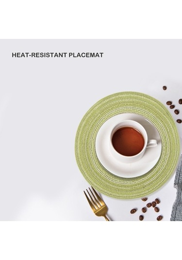 Flybuy Isıya Dayanıklı Kaymaz Amerikan Servis Matı, Yıkanabilir Çimen Yeşili, 18 Cm, 4 Adet Çimen Yeşili