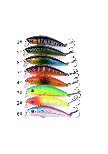 Hengjia 8 Adet Balıkçılık Cazibesi Yapay Minnow Balıkçılık Sert Lures Jig Balıkçılık Yem Iki Kanca Mücadele