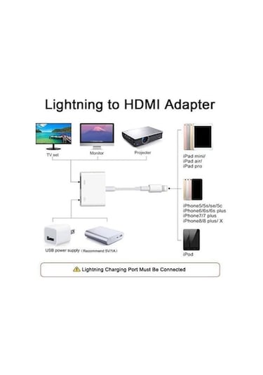 iphone Uyumlu 6 7 8 11 Xr Lightning To Hdmı Çevirici Dönüştürücü Adaptör (537801014)