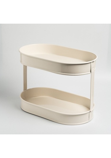 İki Katlı Metal Baton Mutfak Ve Banyo Düzenleyicisi Organizeri Ln1254 - Krem Krem