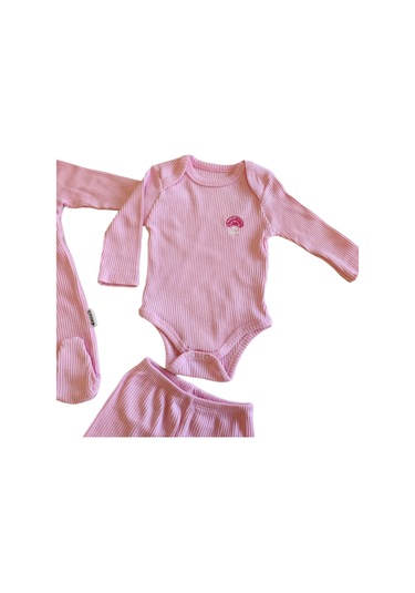 Kız Bebek Tulumlu Patikli Alt Ve Çıtçıtlı Badili Set - Pembe
